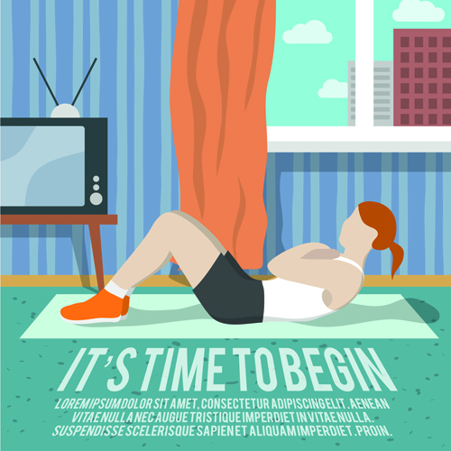 Fitness woman design vector template 04