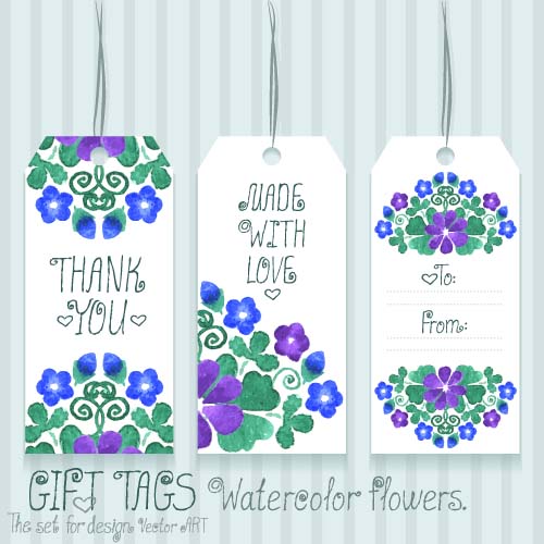 watercolor tags gift flower 