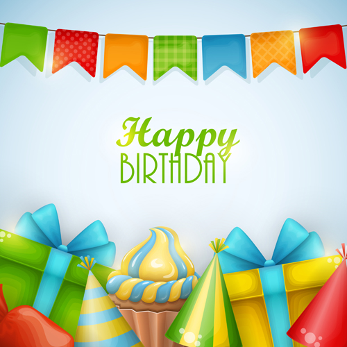 Gift with sweet birthday background vector