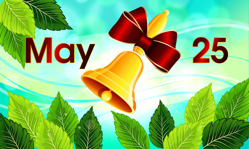 Golden bell with red bow vector material 02