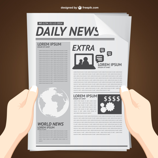 Hands with newspaper vector material
