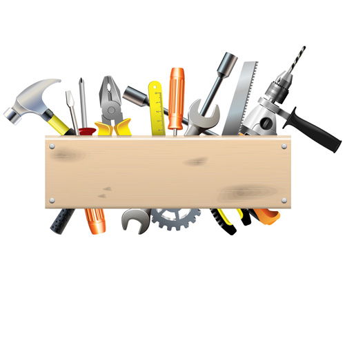 Wood Board wood tools hardware background vector background 