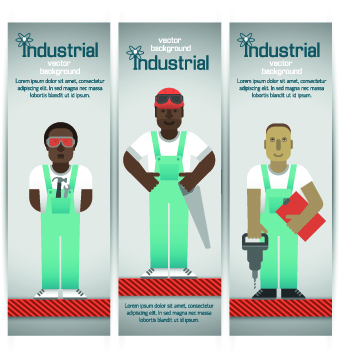 Funny Industrial banner vector set 04