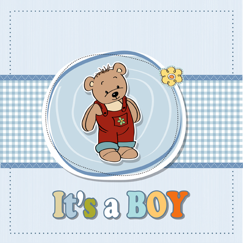 Lovely baby cards vector set 01