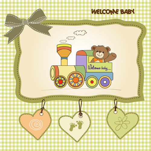 Lovely baby cards vector set 02