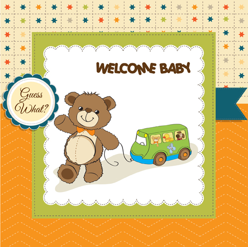 Lovely baby cards vector set 04