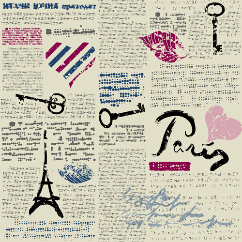 Newspaper style stylish patterns vector 01