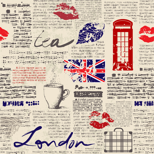 Newspaper style stylish patterns vector 02