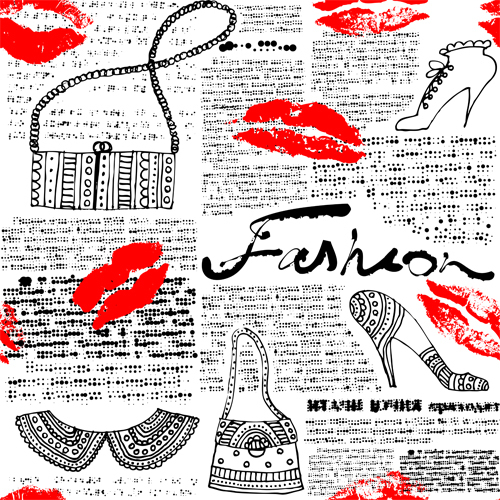 Newspaper style stylish patterns vector 03