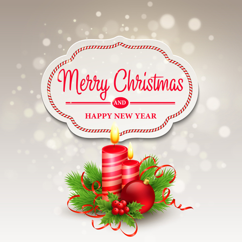 Paper christmas labels with new year background vector 02