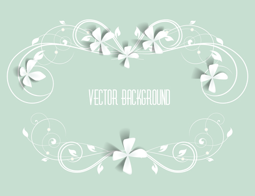 Paper flowers background vector 02