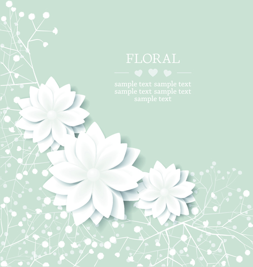 Paper flowers background vector 05
