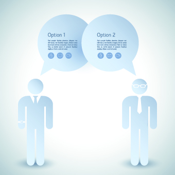 Paper people with speech bubble vector 01