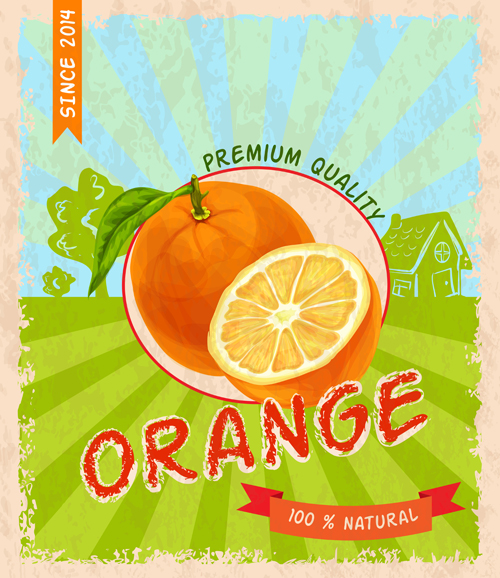o fruit poster grunge style vector 02 Retro fruit poster grunge style vector 02