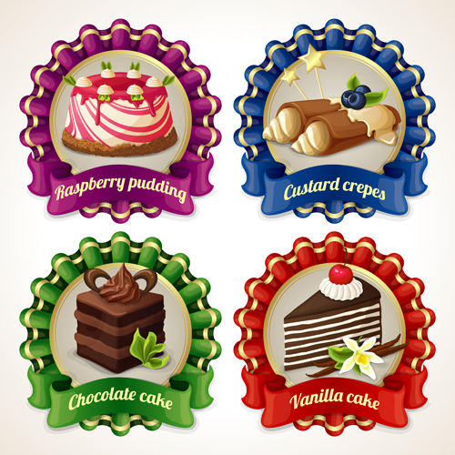 Ribbon labels sweet design vector graphics 03