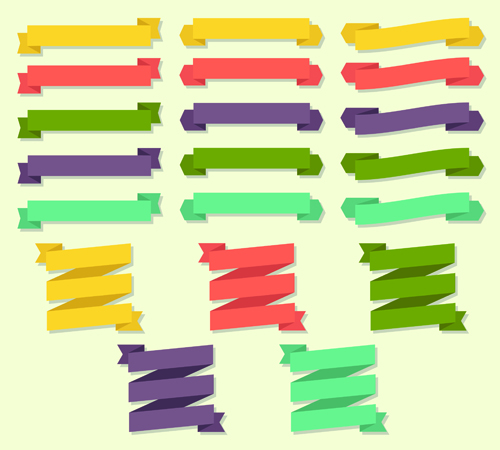 Set of ribbons banner vintege vectors 01