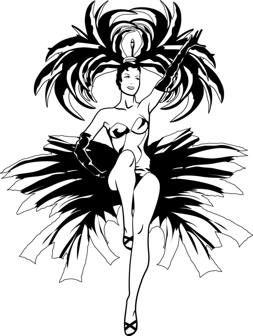 Set of Show Girl design elements vector 03