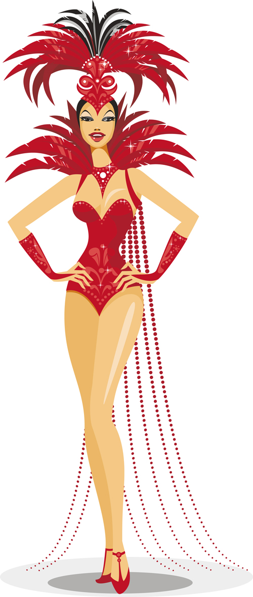 Set of Show Girl design elements vector 04