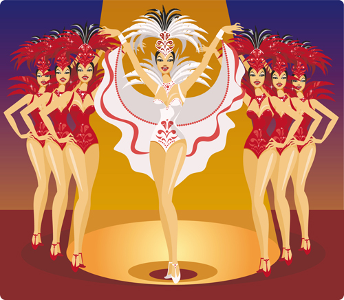 Set of Show Girl design elements vector 05