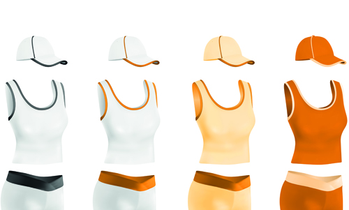 Colorful T shirts and caps uniform vector template 03
