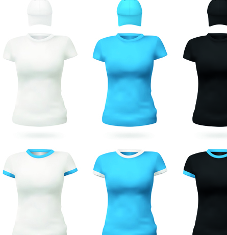 Colorful T shirts and caps uniform vector template 05