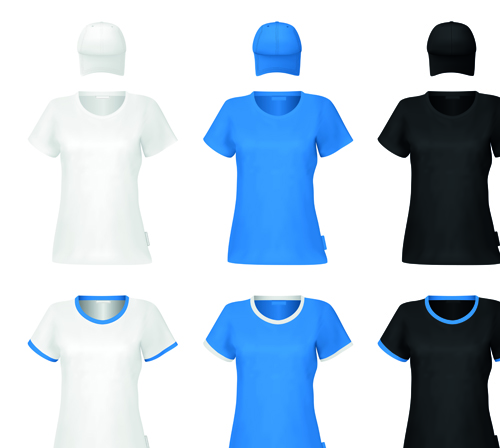 Colorful T shirts and caps uniform vector template 06