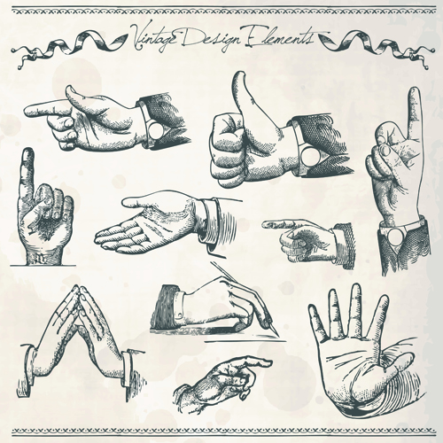 Vector set of different gestures graphic 02