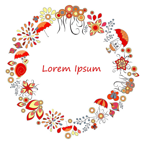Weather elements cartoon wreath vector 01