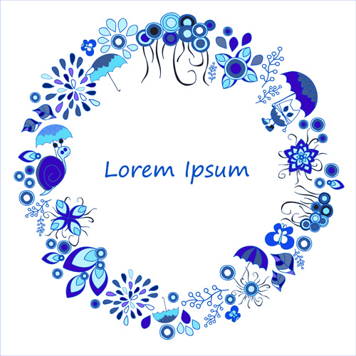 Weather elements cartoon wreath vector 02