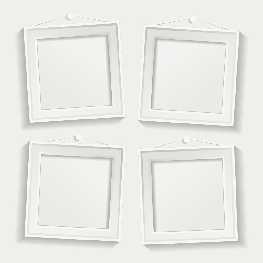 White photo frame set 05 vector