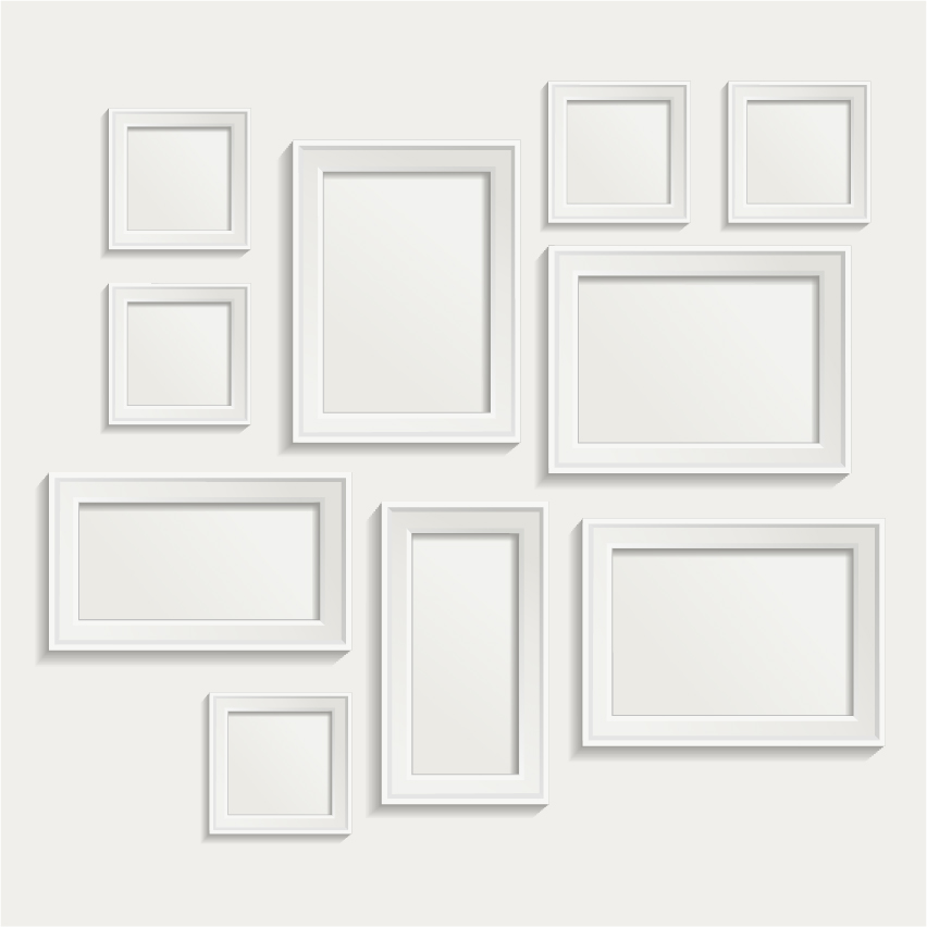 White photo frame set 06 vector