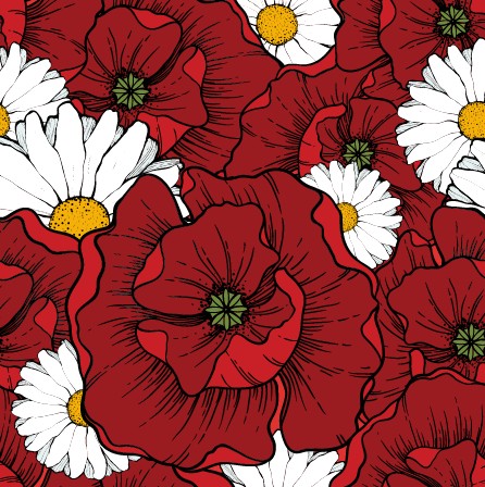 flowers seamless pattern art vector 01 Beautiful flowers seamless pattern art vector 01