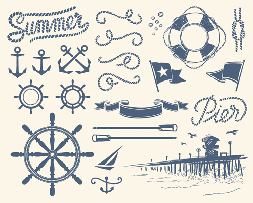 Different Marine elements vector set 01