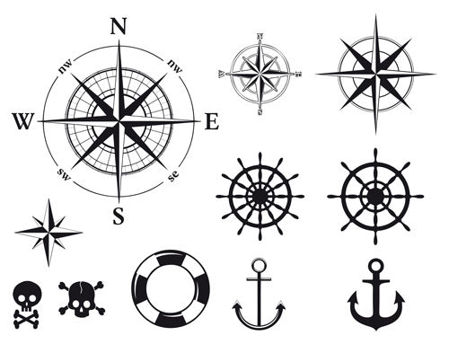 Different Marine elements vector set 03