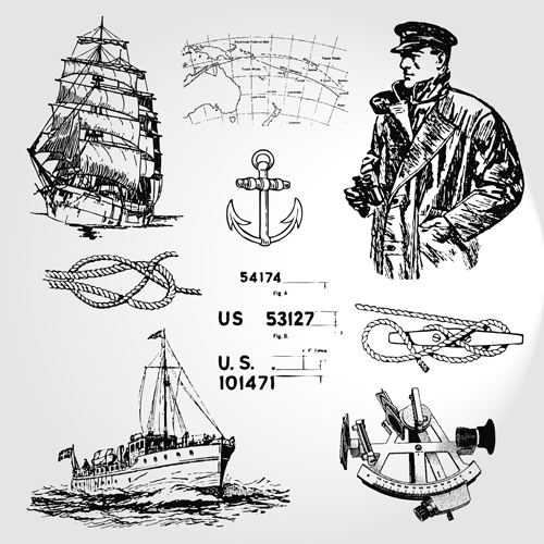 Different Marine elements vector set 05