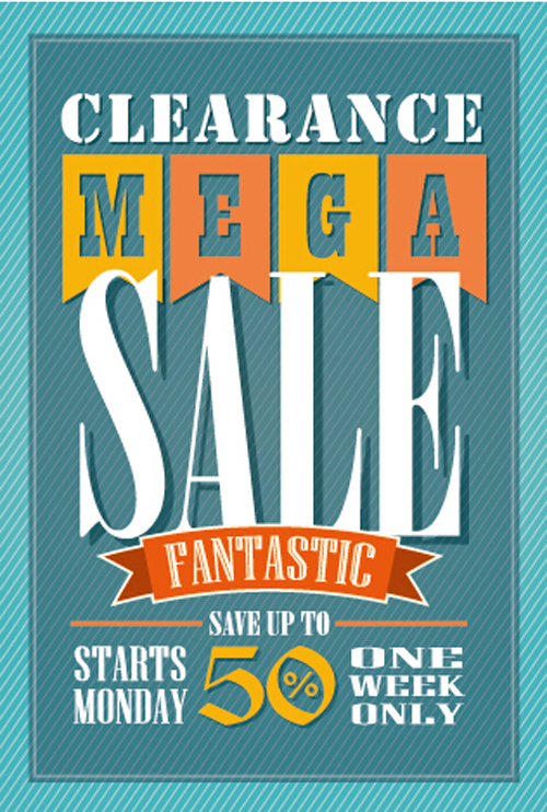 mega sale advertising poster retro vector 03