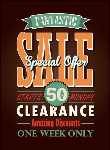 mega sale advertising poster retro vector 06