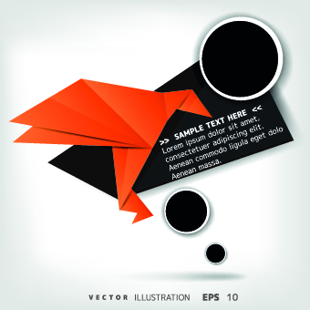 Origami bird and Text boxes vector 01