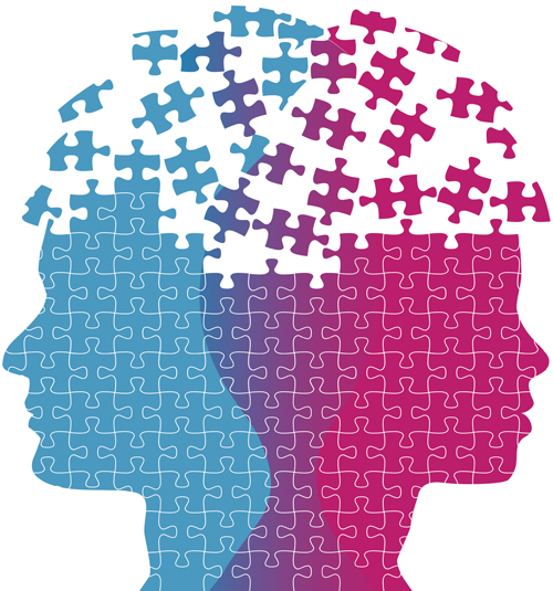Puzzles head design vector 01