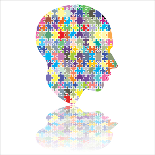 Puzzles head design vector 02