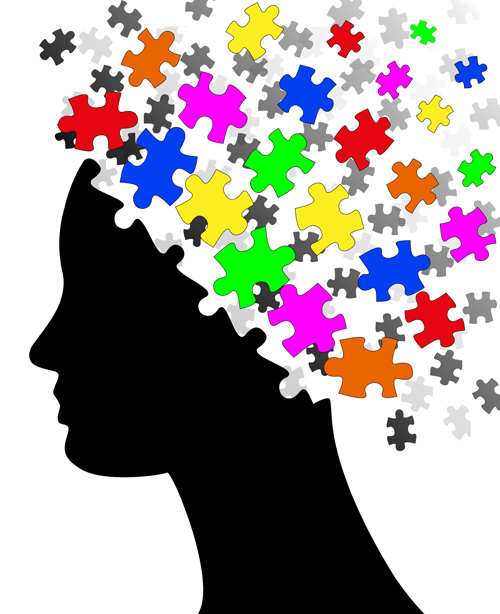 Puzzles head design vector 03