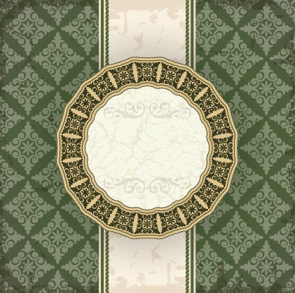 Vintage floral background with round frame vector 05