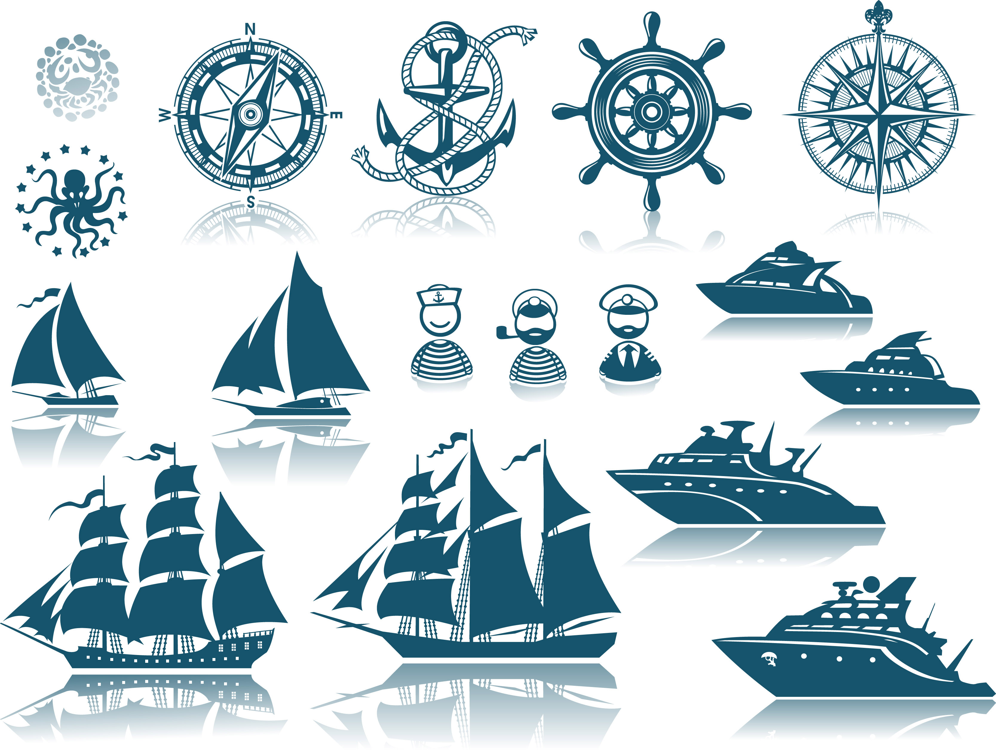 ships design elements vector set 01