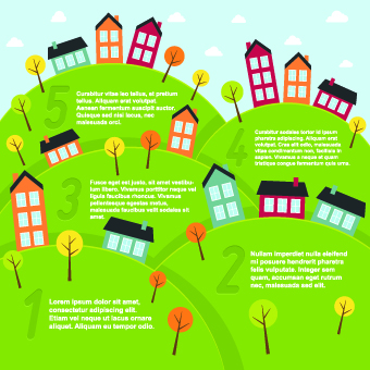 Cartoon small town Landscape vector 01