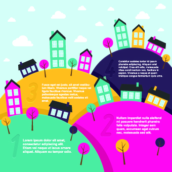 Cartoon small town Landscape vector 02