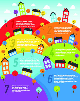Cartoon small town Landscape vector 05