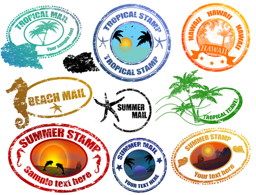 Vintage Travel stamps elements vector 02