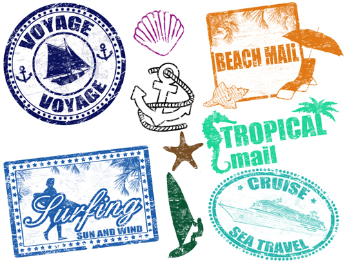 vintage travel summer stamps stamp elements element 
