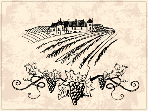 Hand drawn Retro Vineyard elements vector 04