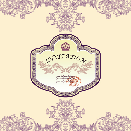 vintage Floral Invitations vector 04